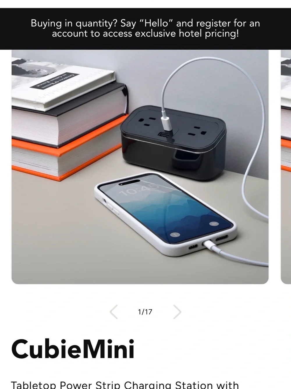 Black Tabletop Charging Hub with USB Port
